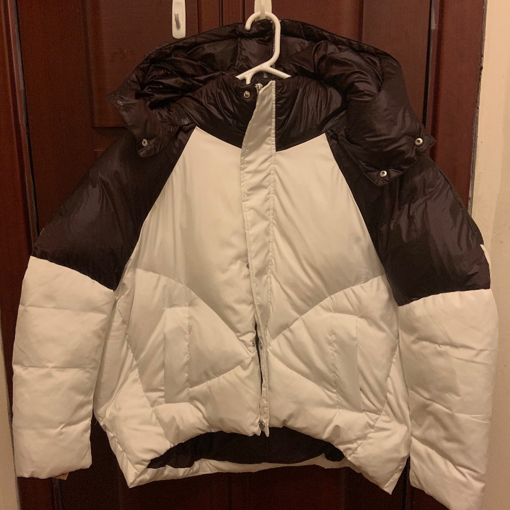 Maje Purple and White Puffer Coat (Size 2)